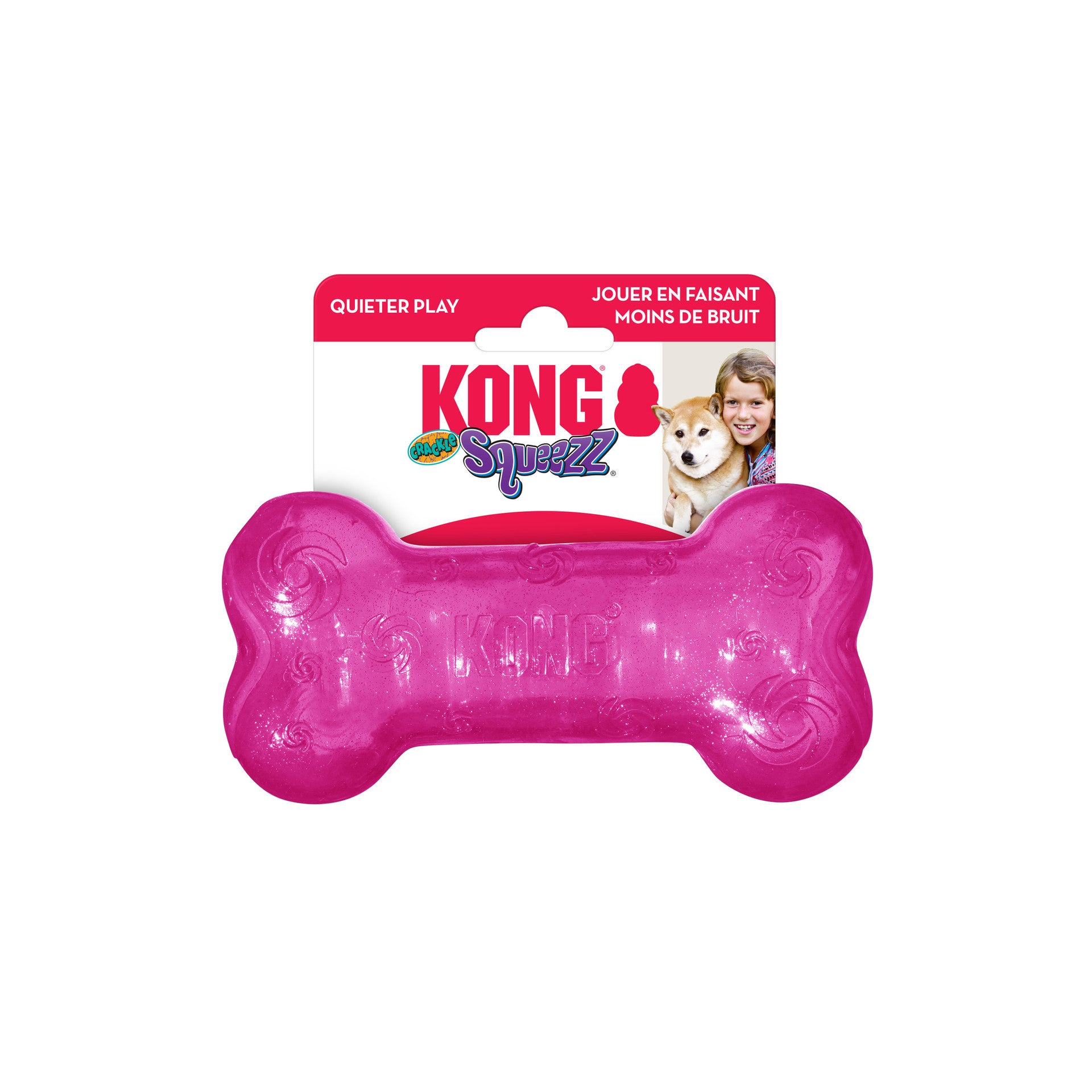 Kong Squeezz Crackle Bone Dog Toys - Assorted Colors