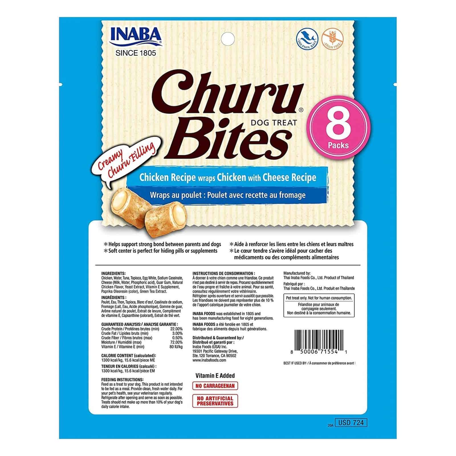 Inaba Churu Chicken and Cheese Bites 8 Pack 96g