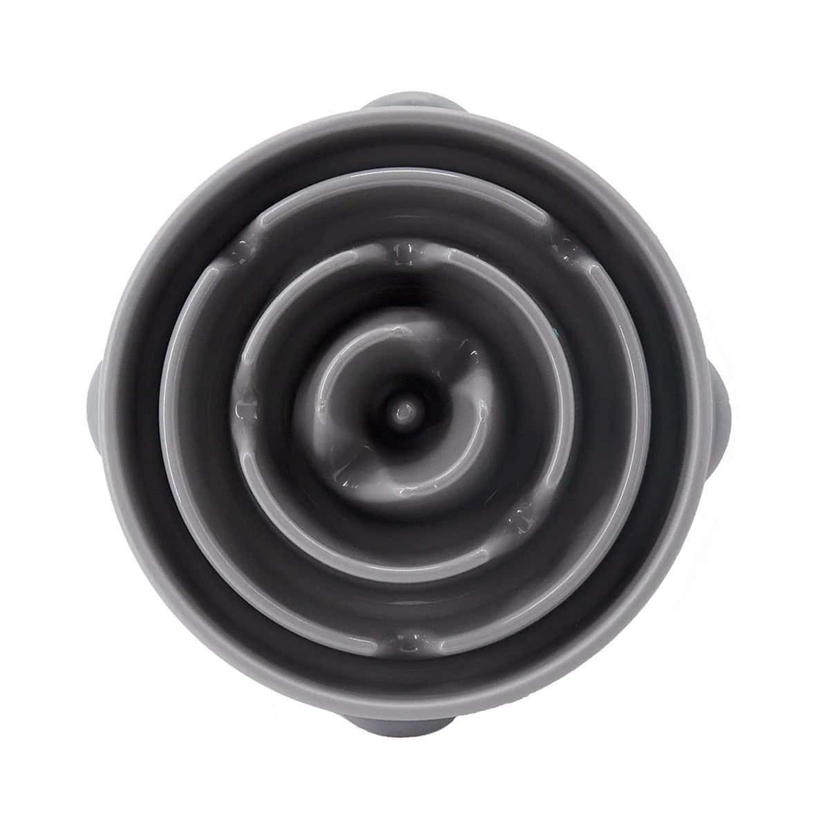 Outward Hound Fun Feeder Drop Dog Bowl - Grey