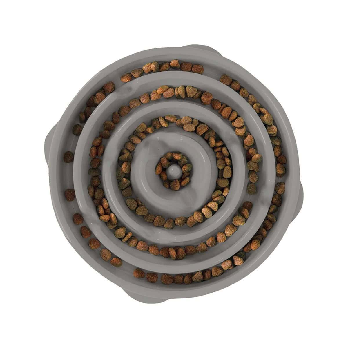 Outward Hound Fun Feeder Drop Dog Bowl - Grey