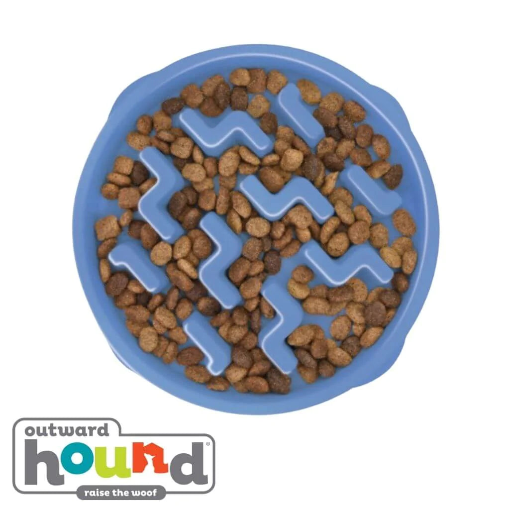 Outward Hound Fun Feeder Dog Bowl Notch Blue