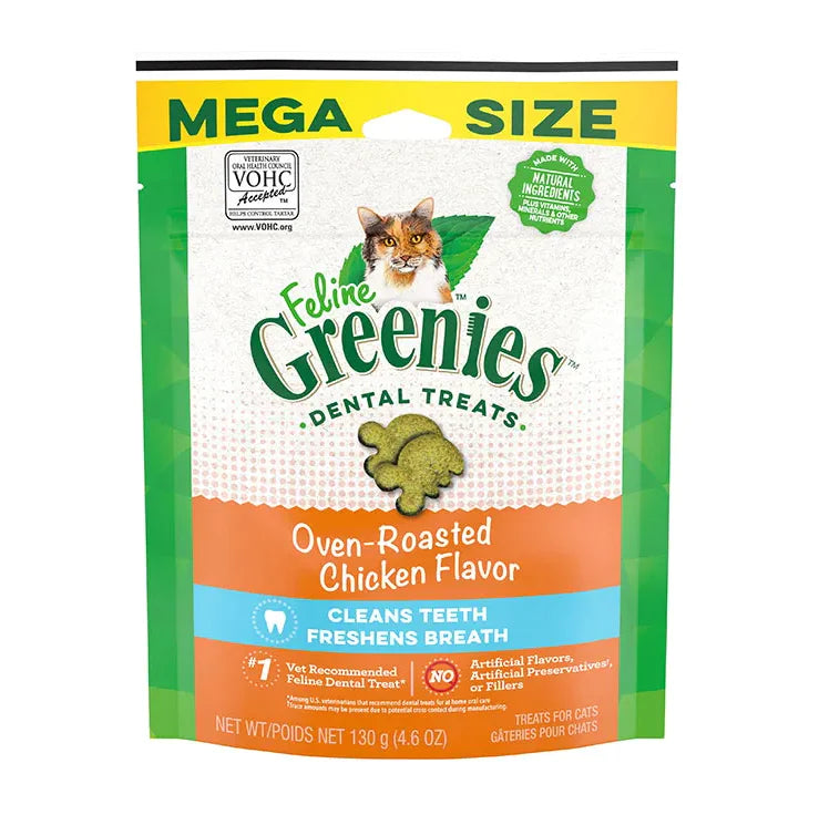 Greenies Feline Dental Chews - 130g Mega Size Roasted Chicken Flavour