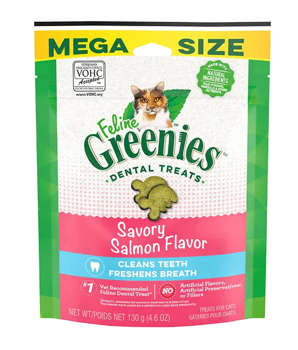 Greenies Feline Dental Chews - 130g Mega Size Salmon Flavour