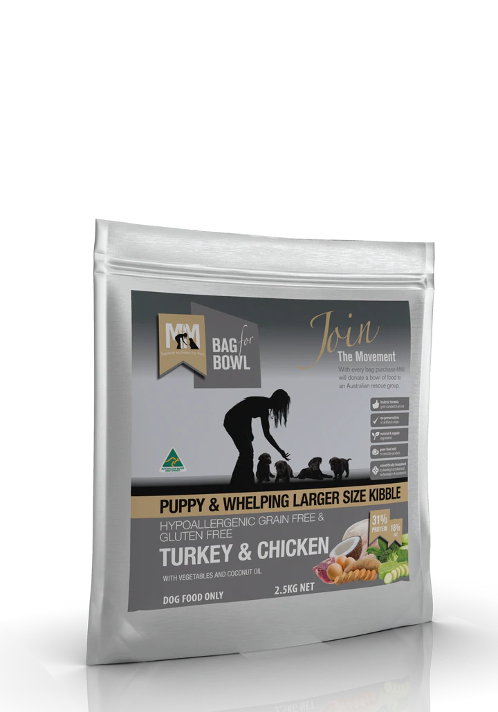 Meals For Mutts Large Kibble Turkey & Chicken Grain & Gluten Free Dry Food for Puppies