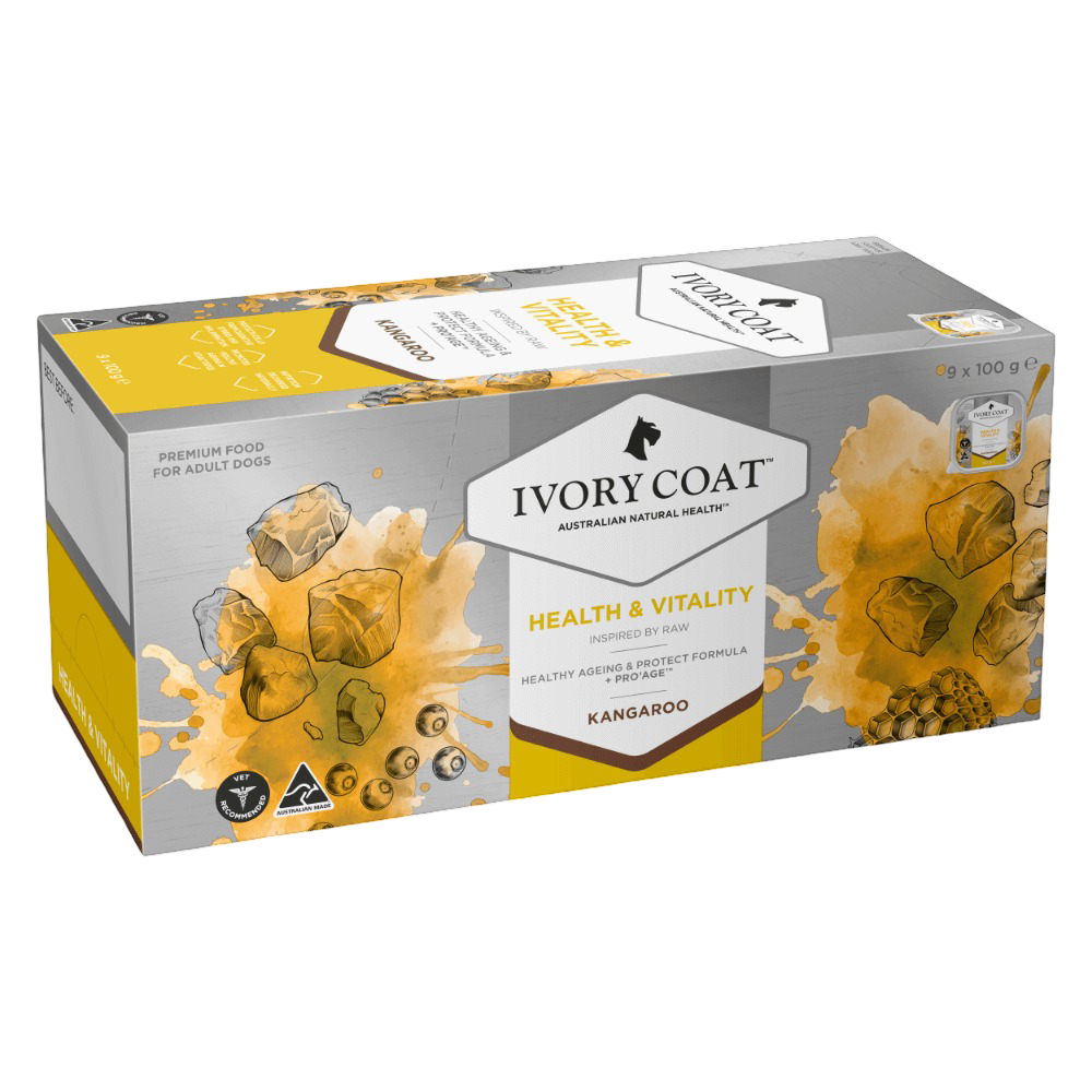 Ivory Coat Inspired by Raw Health and Vitality Wet Dog Food 100g 9 Pack