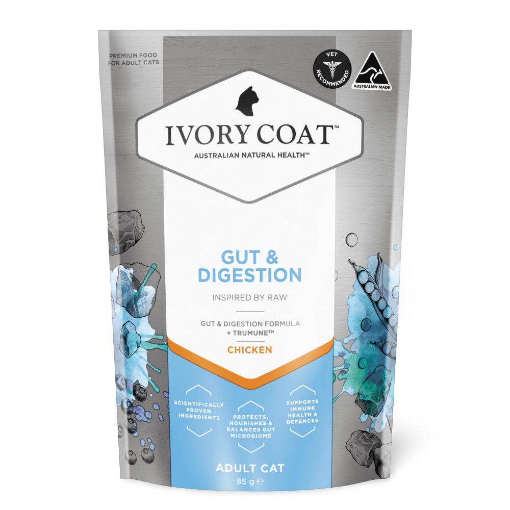 Ivory Coat Inspired by Raw Gut & Digestion Adult Wet Cat Food Pouch 85g 12 Pack