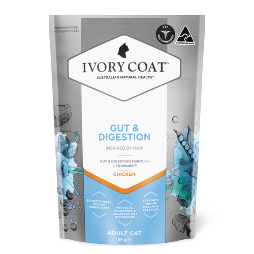 Ivory Coat Inspired by Raw Gut & Digestion Adult Wet Cat Food Pouch 85g 12 Pack
