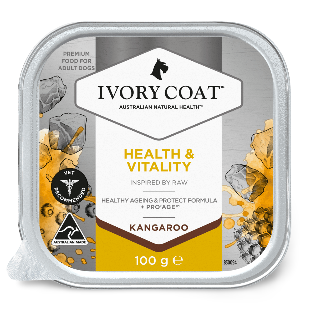Ivory Coat Inspired by Raw Health and Vitality Wet Dog Food 100g 9 Pack