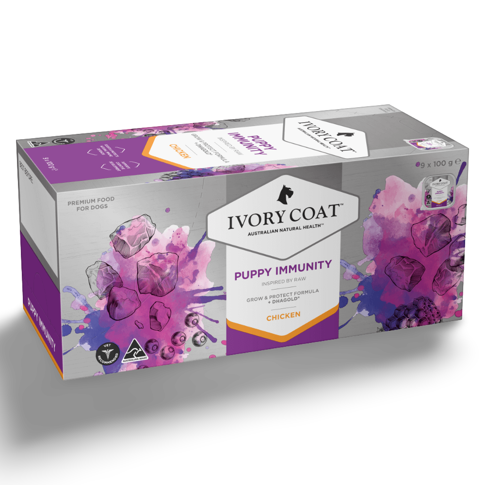 Ivory Coat Inspired by Raw Immunity Wet Puppy Food 100g 9 Pack