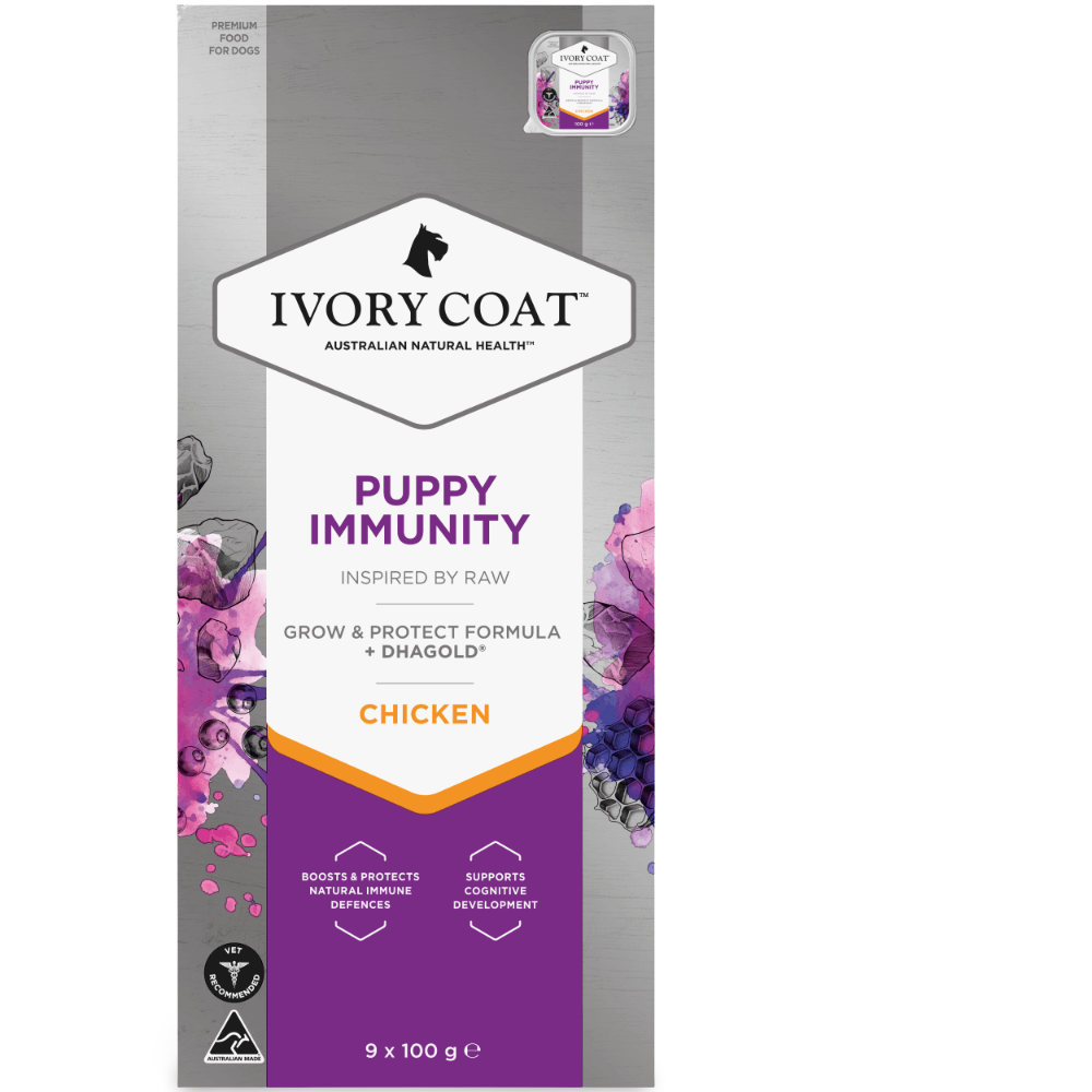 Ivory Coat Inspired by Raw Immunity Wet Puppy Food 100g 9 Pack