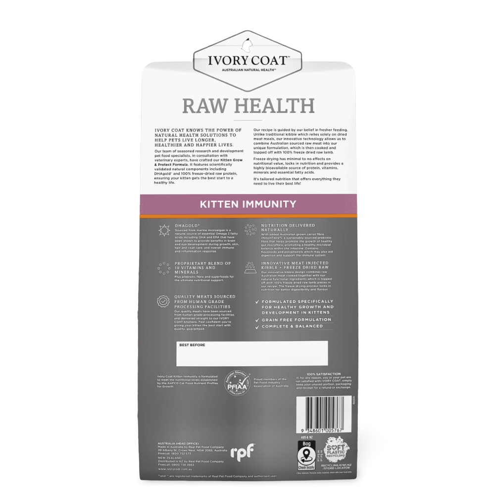 Ivory Coat Raw Health Kitten Immunity Dry Cat Food