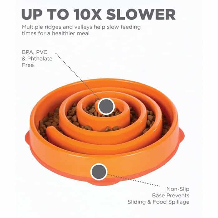 Outward Hound Fun Feeder Dog Bowl - Orange