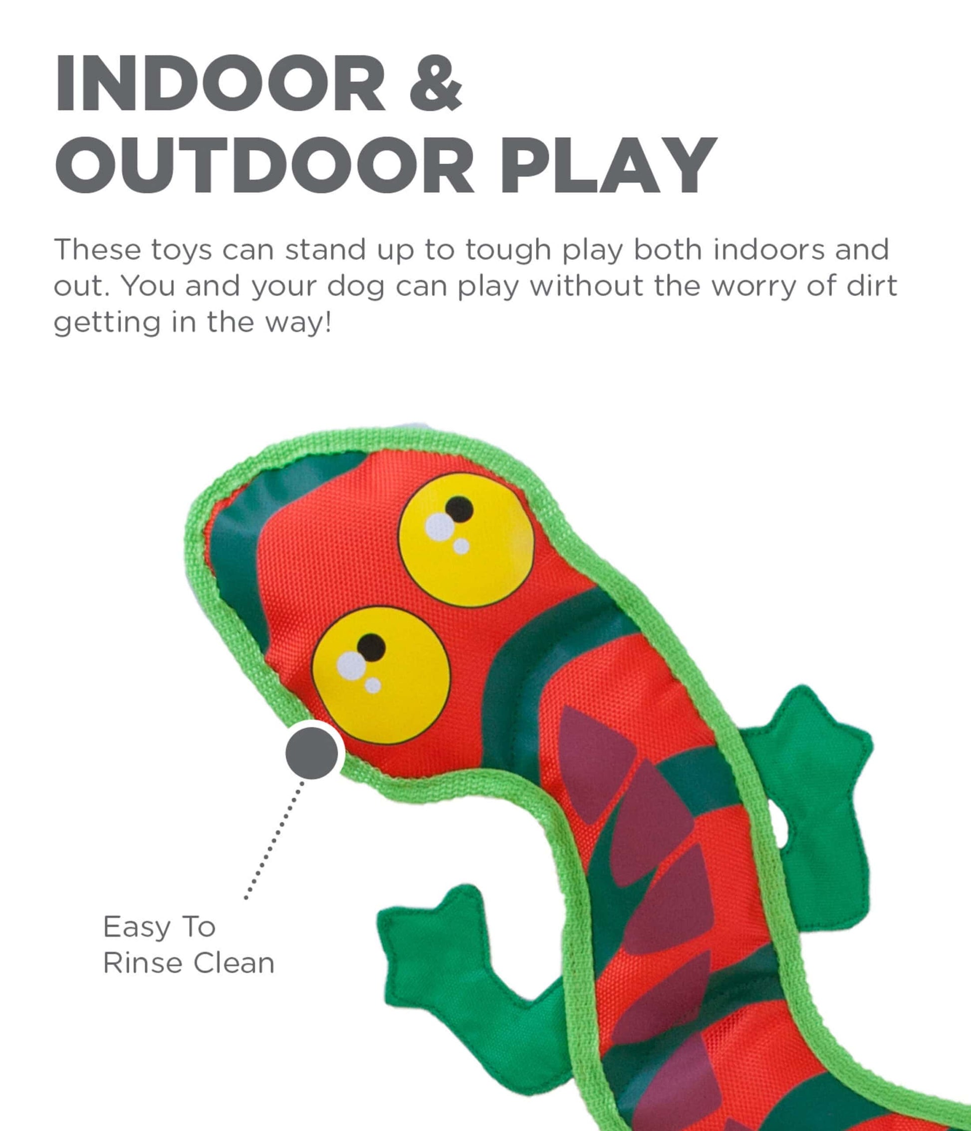 Outward Hound Dog Fire Biterz Exotic Lizard Large Dog Toy - Orange