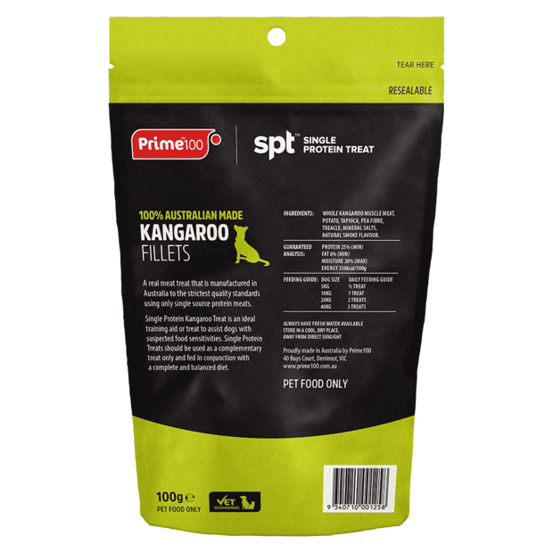 Prime100 SPT Kangaroo Fillet Dog Treats 100g