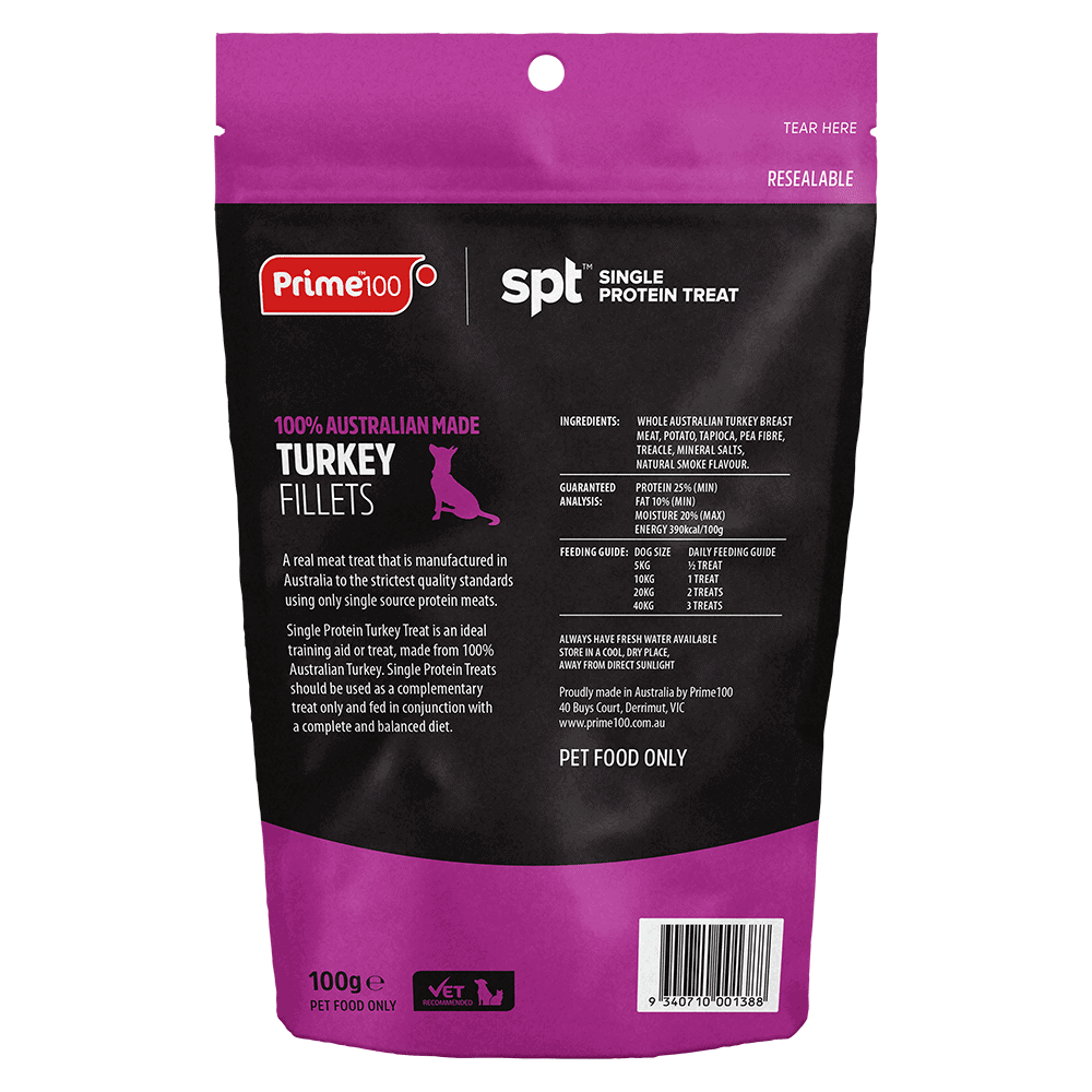 Prime 100 SPT Turkey Fillets Dog Treats 100g