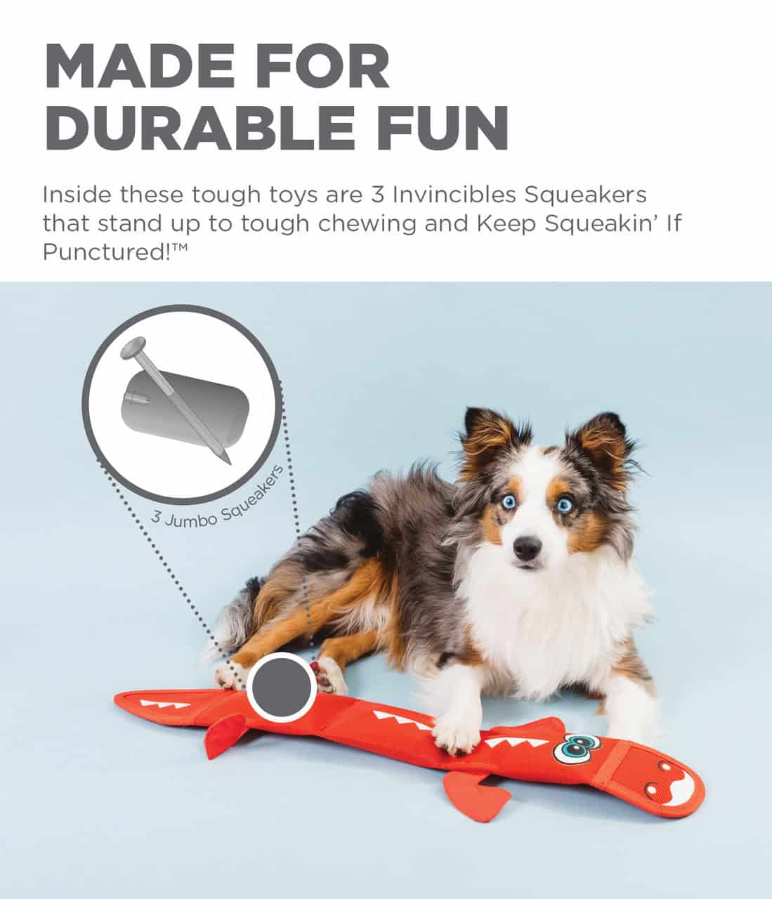 Outward Hound Dog Fire Biterz Dragon Large Dog Toy - Red