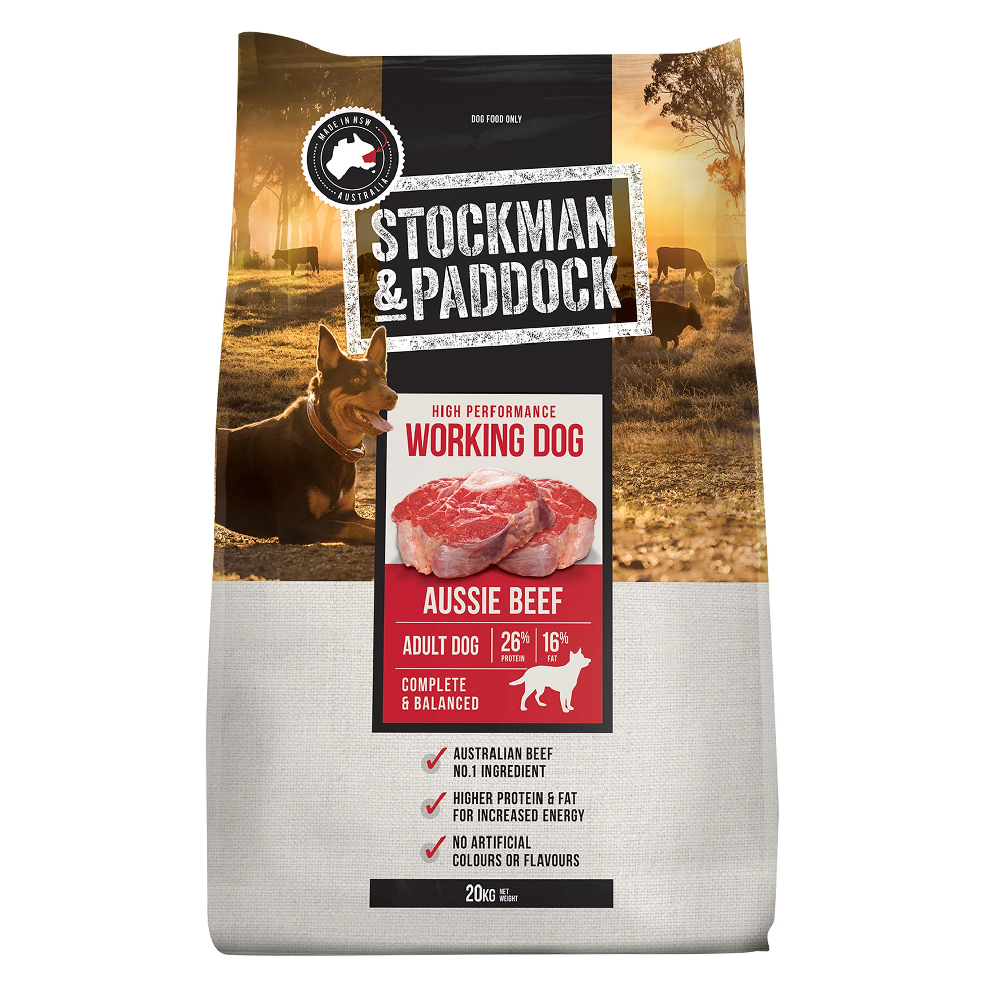 Stockman & Paddock Working Dog Aussie Beef Adult Dry Dog Food 20kg