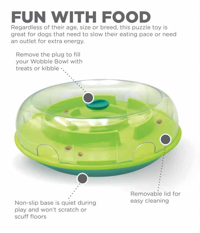Outward Hound Wobble Bowl Feeder & Interactive Treat Puzzle Dog Toy